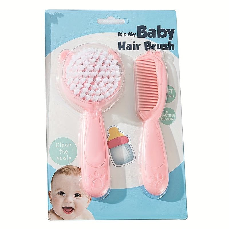 Set of Gentle Scalp Massage Comb with Soft Rubber and Hair Brush - Perfect for Boys and Girls