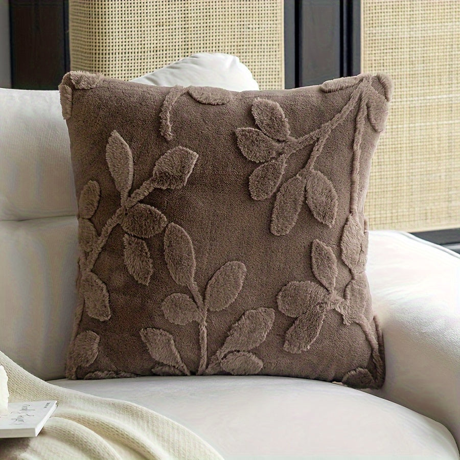 Soft faux rabbit fur throw pillow cover with branch pattern. This zippered cover is hand washable and perfect for adding a luxurious touch to your living room or bedroom decor.