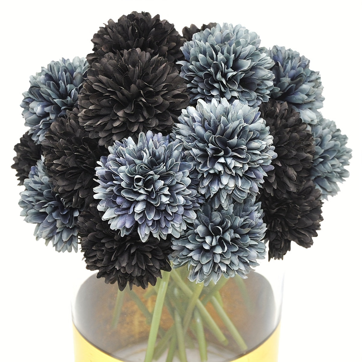 10 artificial chrysanthemum ball flowers for wedding bouquets, home decor, or party table centerpieces.