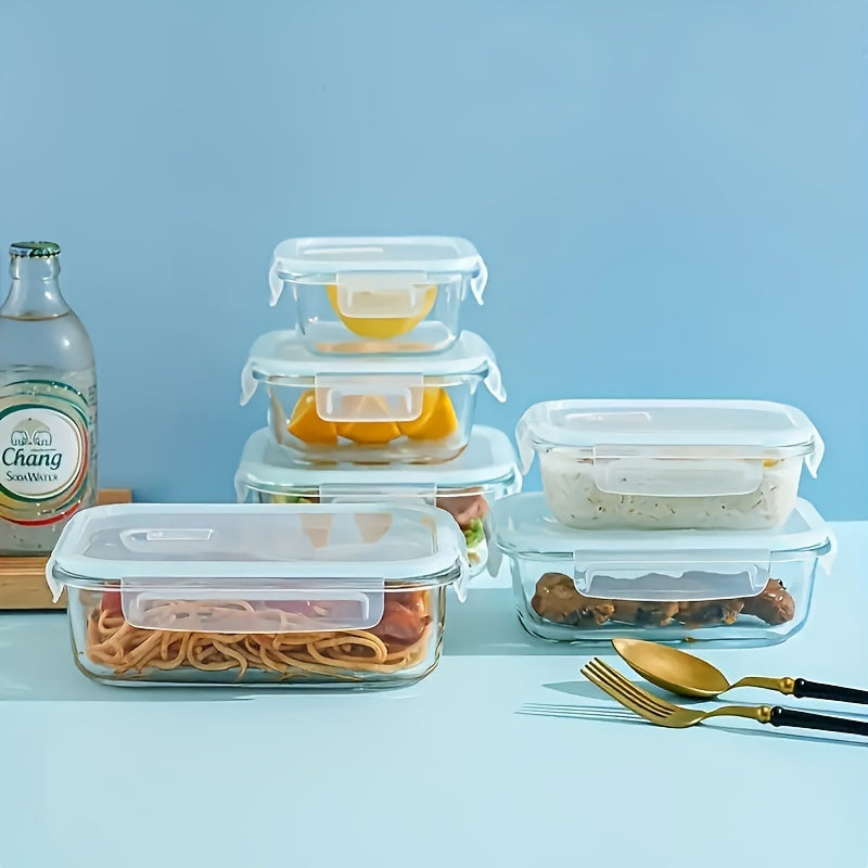 Glass Bento Box Set with Lid, 12.51oz Capacity - Microwave & Dishwasher Safe, Ideal for Students and Office Workers, Rectangular Food Storage Container