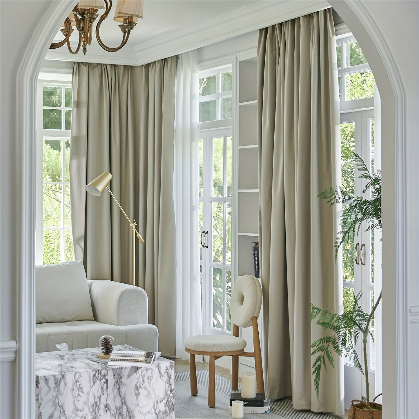 Blackout curtains in black or white color options available for bedroom and living room. These thermal lined curtains are insulated and light blocking, reducing noise in the room. Perfect for use in various rooms including living rooms, bedrooms