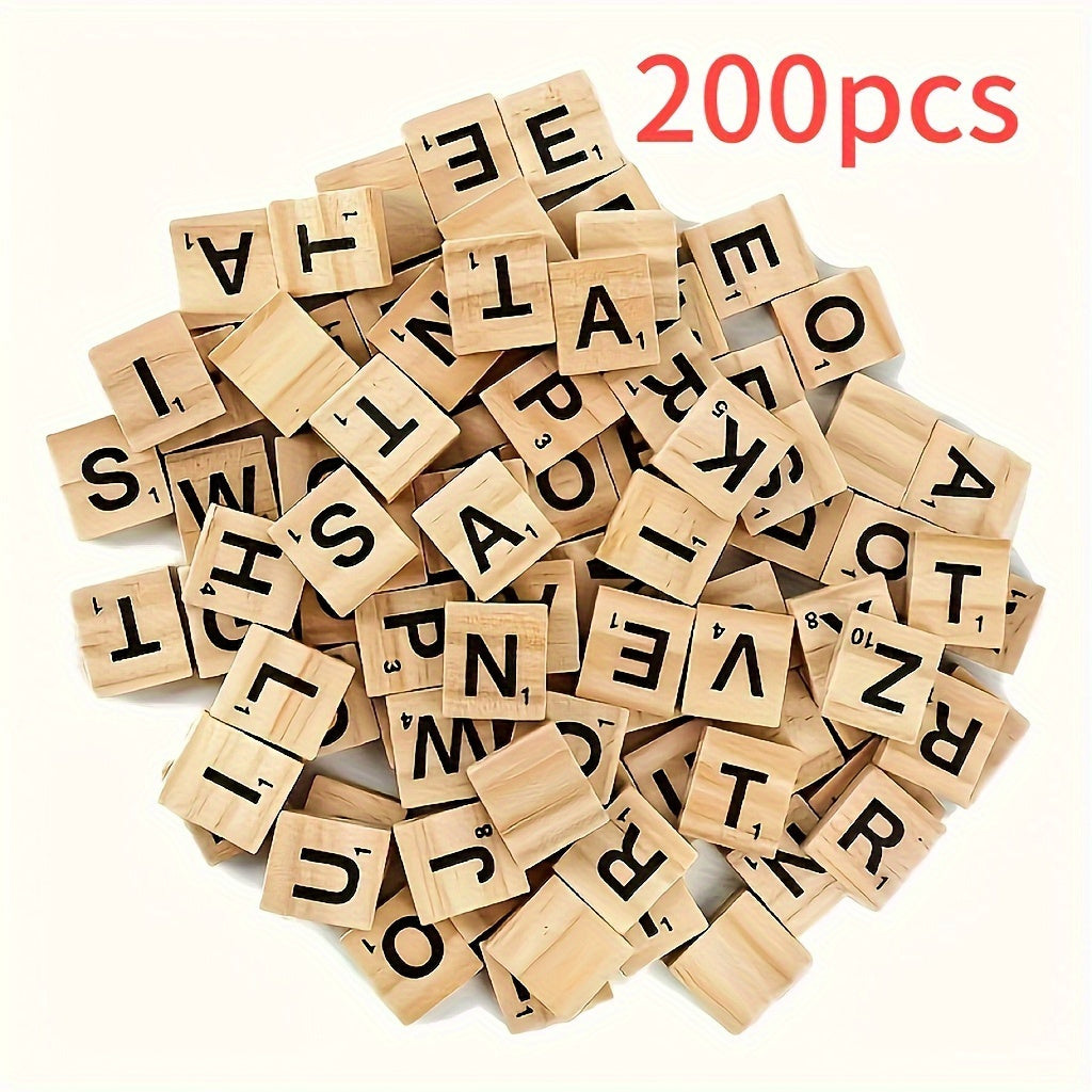 Premium Wooden Letter Tiles Set: 52/100/200 Pieces for Crafting, Coasters, and Word Games