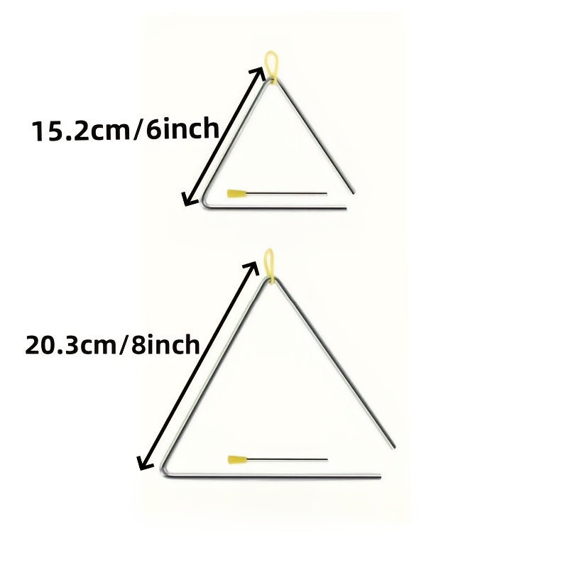 6/8 Inch White Iron Musical Triangle Instrument with Striker, Pleasant Sound, Perfect Gift for Music Lovers, Valentine's Day, Birthday, New Year.