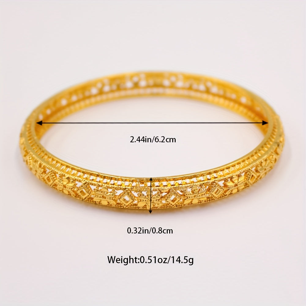 Luxurious and stylish alloy bangle designed for women with a Middle Eastern flair. This closed bracelet features an elegant design, no plating, and is suitable for both daily wear and special occasions. Perfect for all seasons, this versatile piece is a