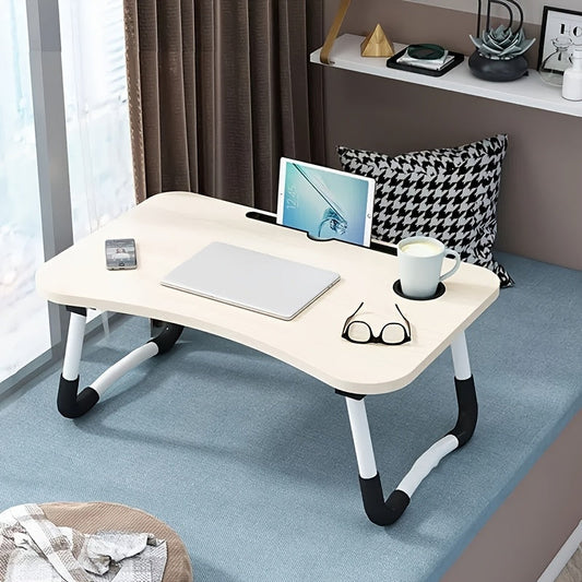 Folding Portable Table, Laptop Desk with Cup Holder and Tablet Slot, Perfect for Work, Studying, and Reading and Writing. Ideal for use in Bed, on the Sofa, at a Picnic, or on the Floor. Great for Students and anyone looking for a convenient and