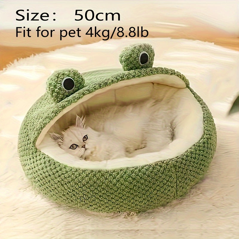 Warm and cozy frog-style cat nest for small cats.