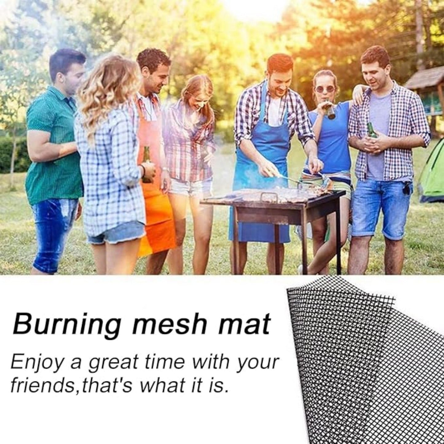 Set of 2 Non-Stick Glass Fiber Grill Mesh Mats - Reusable Grilling Accessories Safe for Use with Food on Outdoor Charcoal, Gas, and Electric Grills