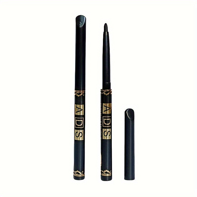 3 black waterproof eyeliner pencils with easy twist application, sweatproof and smudge-proof for flawless eye makeup.