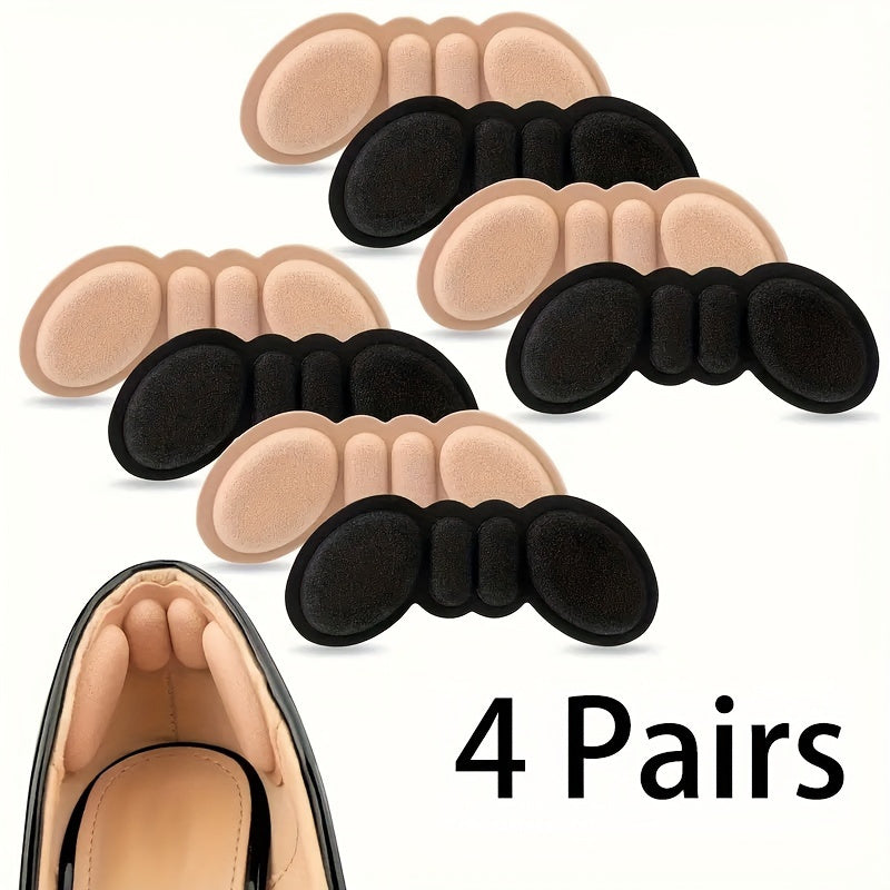 4pcs Heel Cushion Pads in Rose Brown Black, Anti-Blister, Slip-Resistant Insoles for Men & Women, Fits All Shoes