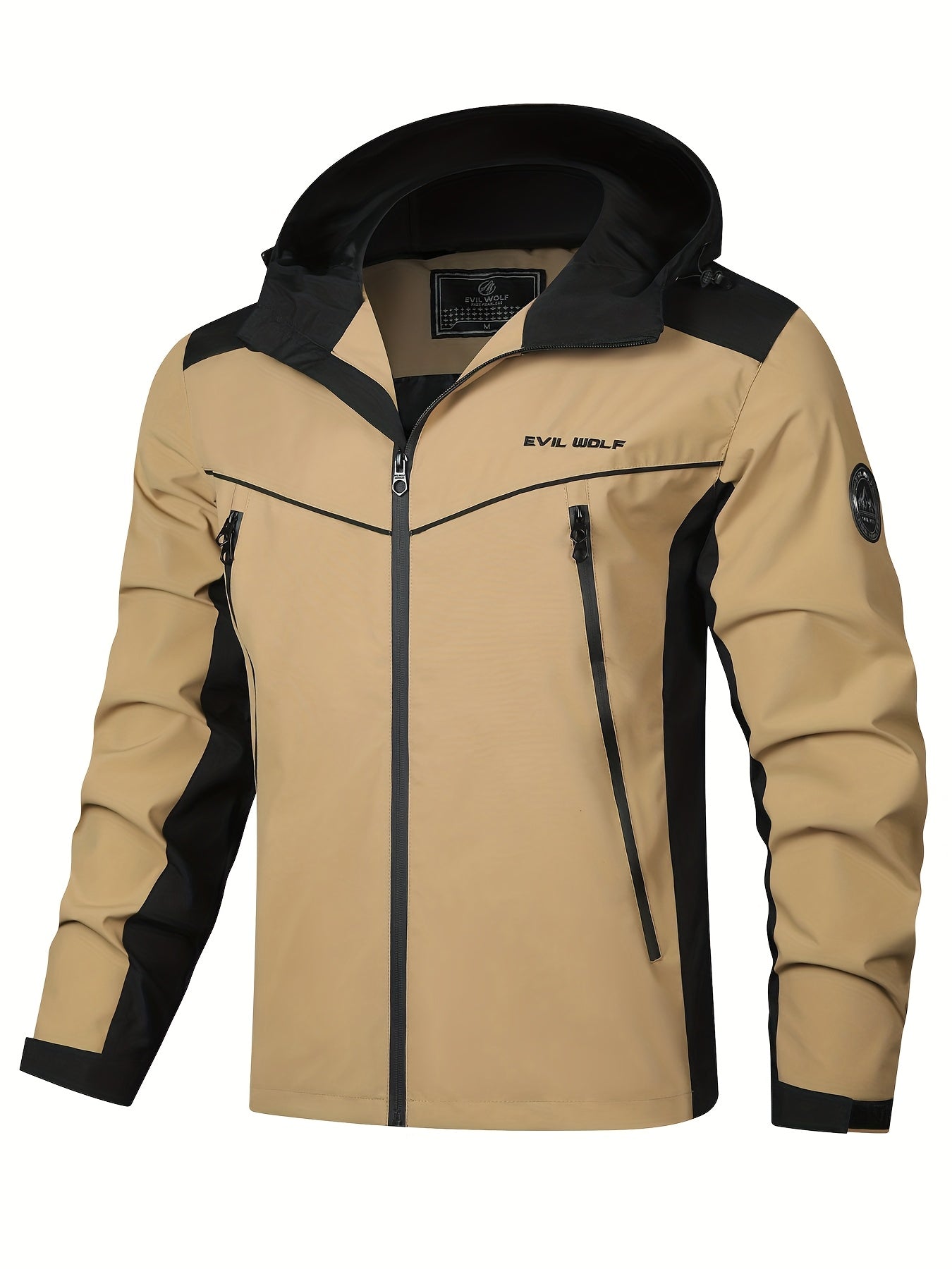 Popular choice: Men's hooded windbreaker with color blocking, ideal for outdoor activities in spring and fall.