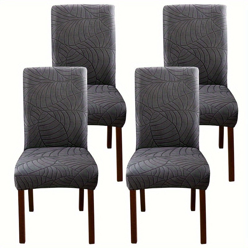 2/4pcs Leaf Jacquard Chair Covers, suitable for various chair sizes. Easy to install, non-slip, and provides protection for chairs in living rooms and kitchens.