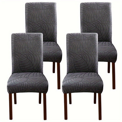 2/4pcs Leaf Jacquard Chair Covers, suitable for various chair sizes. Easy to install, non-slip, and provides protection for chairs in living rooms and kitchens.