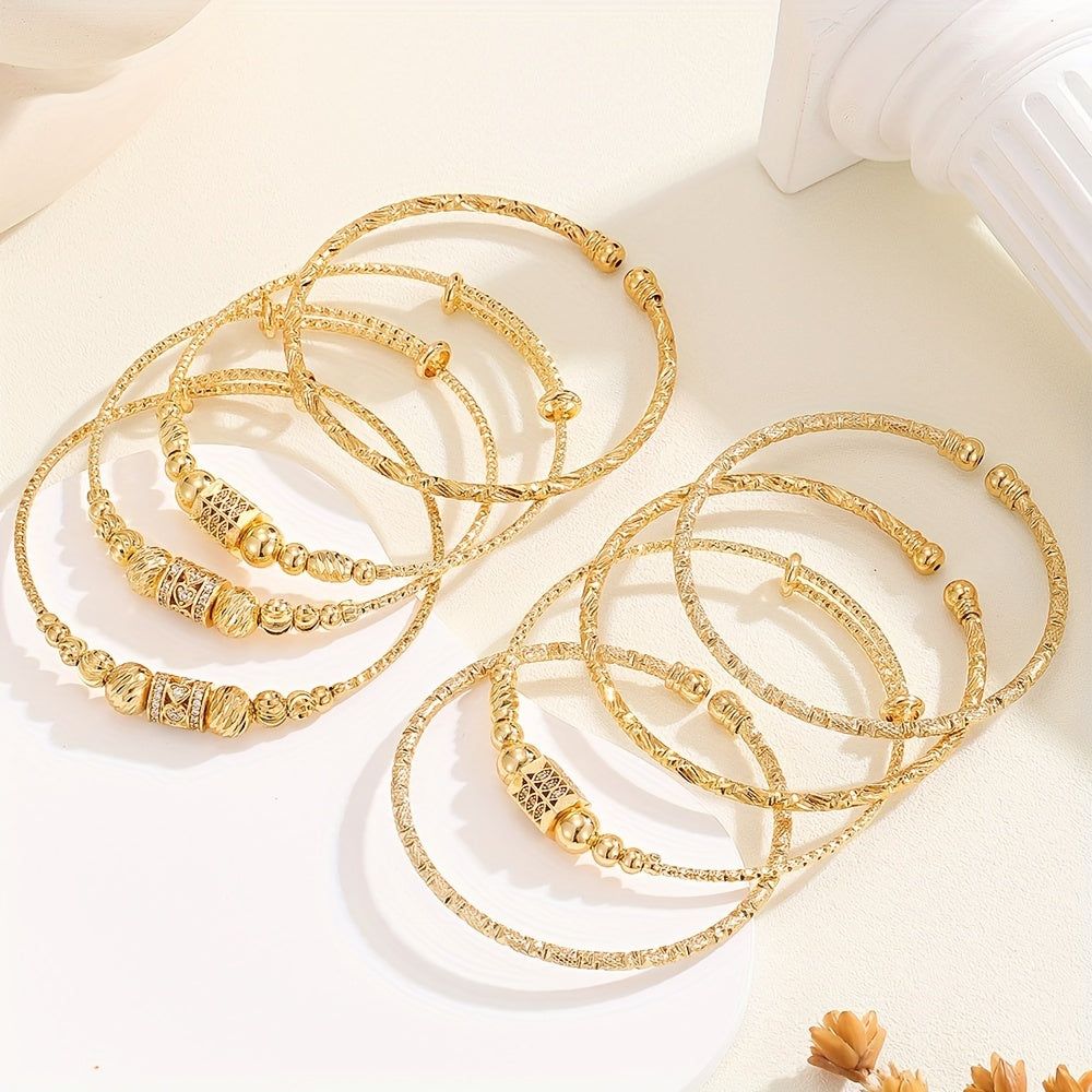 Set of 8 Sparkling Bangle Bracelets featuring Cubic Zirconia & Copper Alloy - Ideal for Weddings, Parties, and Vacations - Stylish Jewelry Gift inspired by Korean and Japanese Elegance