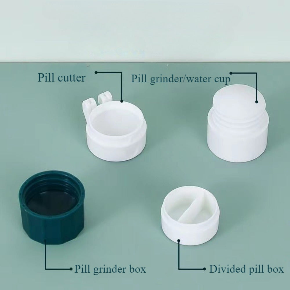 1pc Portable Pill Cutter and Grinder with Storage Box for easy cutting and crushing, travel-friendly design.