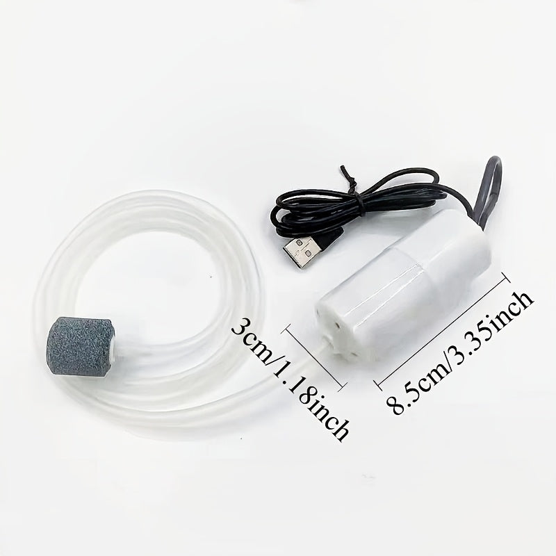 Mini USB Aquarium Air Pump with Hose, Stone, and Cable - Ideal for Fish Tanks and Outdoor Fishing