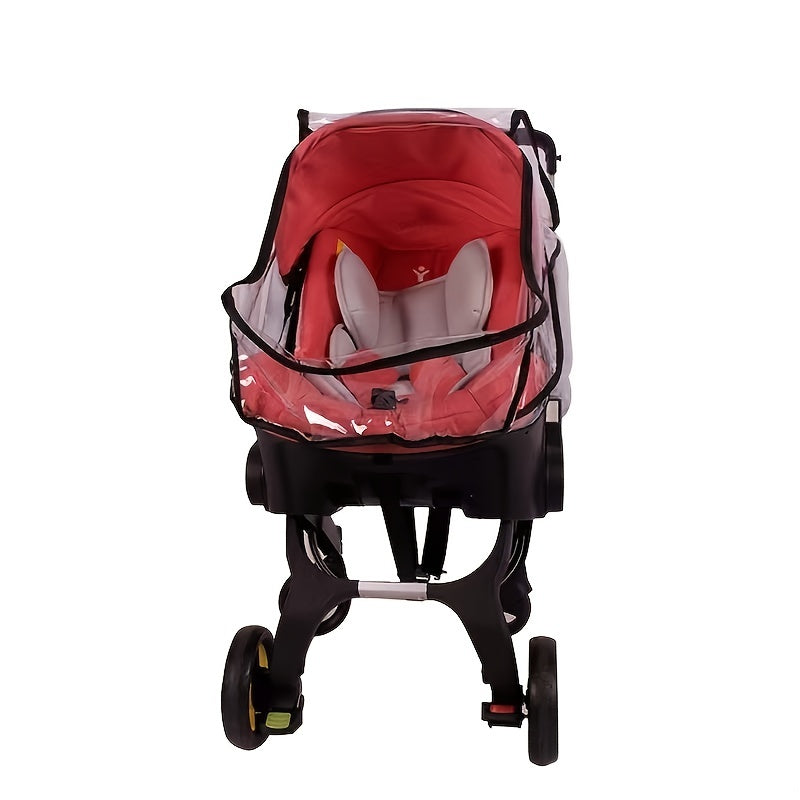 Protect your baby from rain, wind, snow, and dust with our Baby Stroller Rain Cover. Made of waterproof, breathable EVA material, this cover features a U-shaped zipper door for quick access and side ventilation for added comfort. Suitable for all four