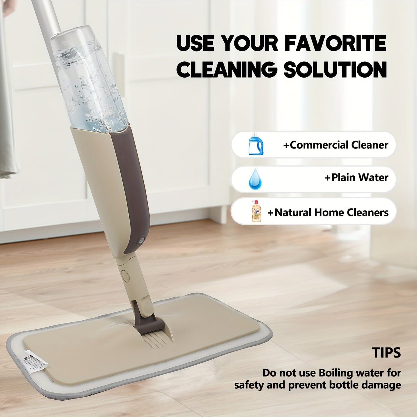 Multifunctional Spray Mop with Reusable Bottle & 4 Microfiber Pads - Great for Cleaning Hardwood, Laminate, and Ceramic Floors - Perfect for Both Home and Commercial Settings