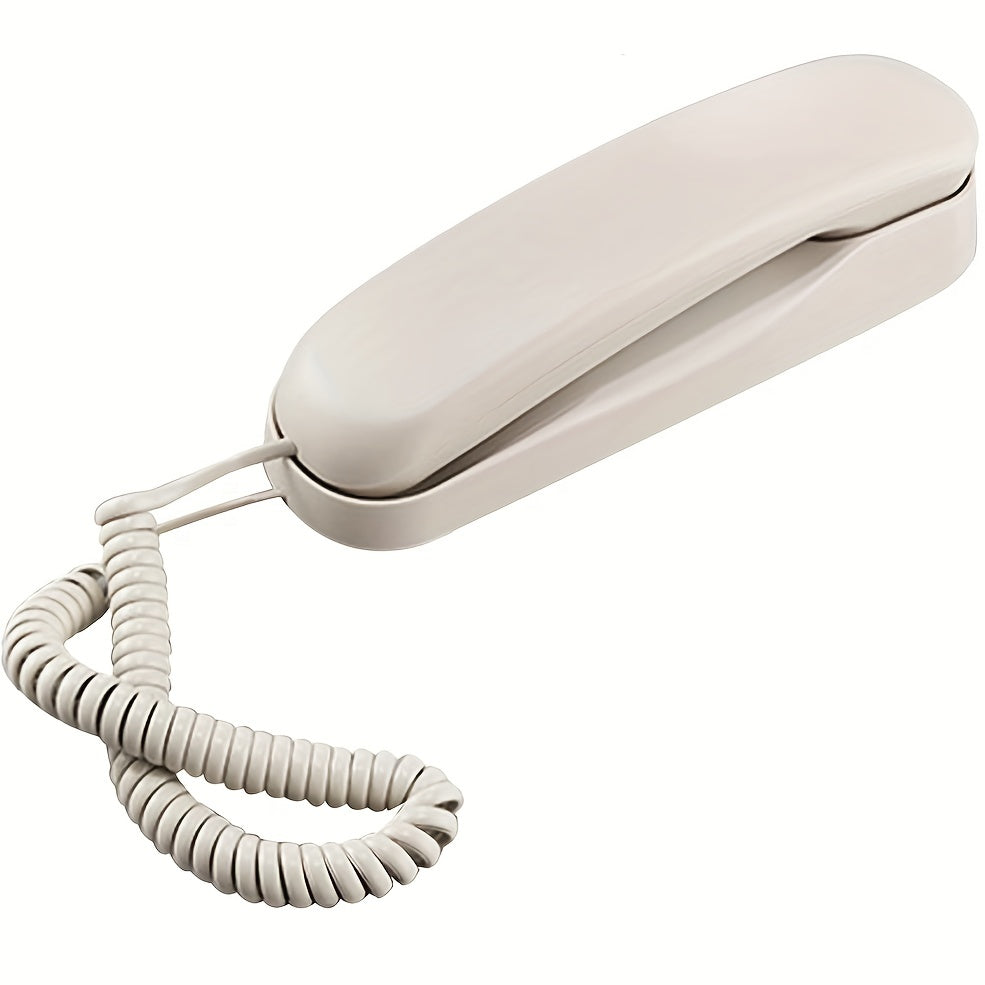 Black corded phone for seniors can be mounted on desk or wall.