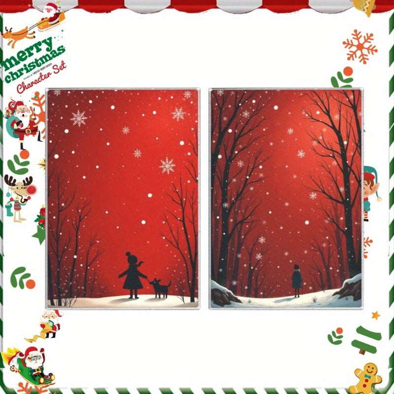 This Kitchen Towel Set includes 2 pieces measuring 45.72 by 66.04 cm each. It features a charming Christmas Winter theme, ideal for enhancing kitchen decor and as a thoughtful holiday gift. The towels are beautifully adorned with delicate snowflakes.