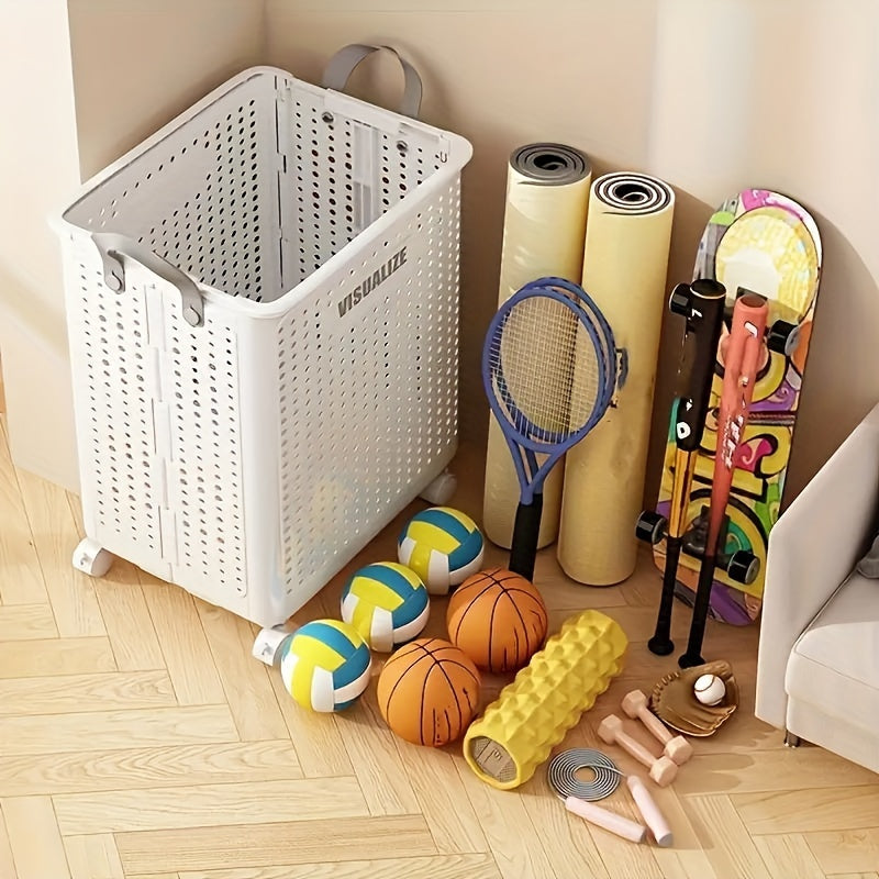 Portable Dirty Clothes Basket with No Cover, Foldable Design for Easy Storage. Perfect for Home, Balcony, and Bathroom. Medium Capacity with Wheels for Easy Mobility. Holds up to 14 Adult Clothes (Medium Size) or 20 Adult Clothes (Large Size). A