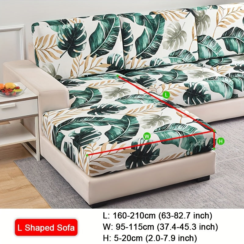 Geometric leaf pattern sofa slipcover protects and decorates your furniture.