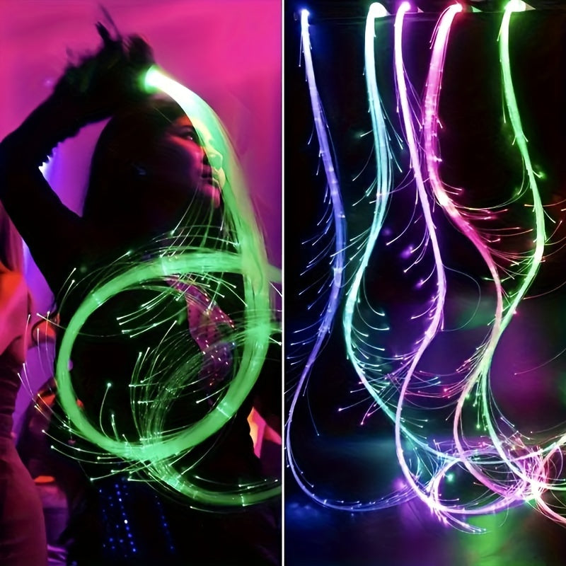 Rechargeable LED dance whip with RGB fiber optic strip light, 7 color options