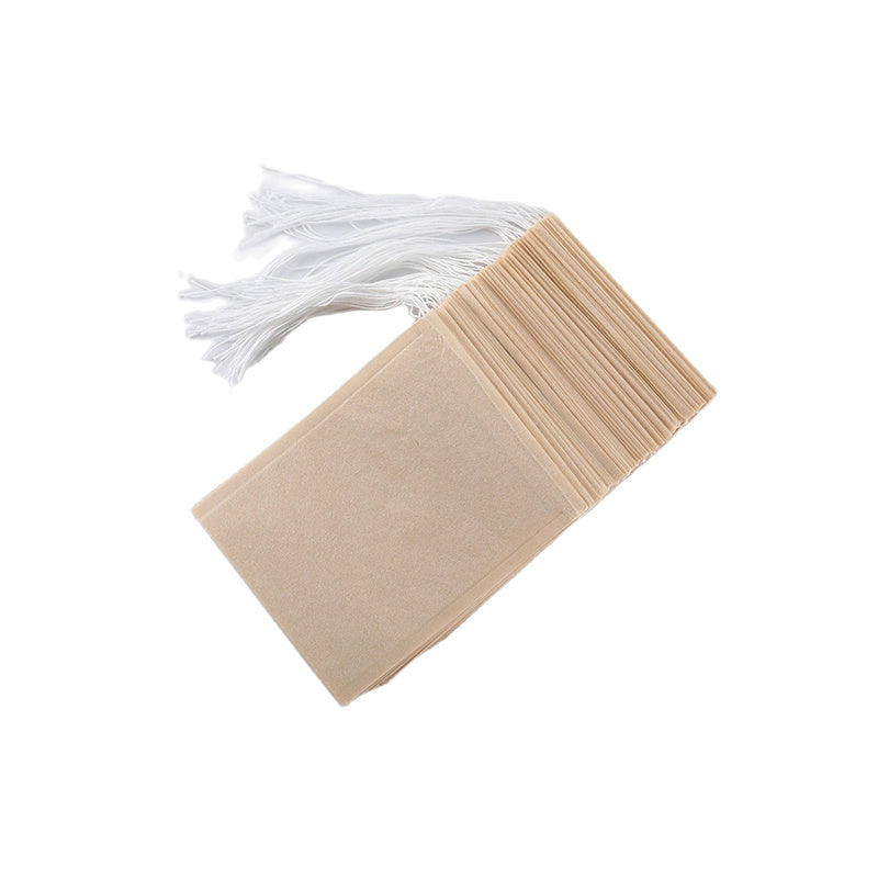 Pack of 100 Natural Biodegradable Drawstring Filter Paper Bags for Coffee, Tea, and Food - Convenient and Eco-Friendly - Disposable Tea Brewer and Empty Tea Bag infused with Pine Leaf Powder and Herbs - Ideal for Brewing and Serving