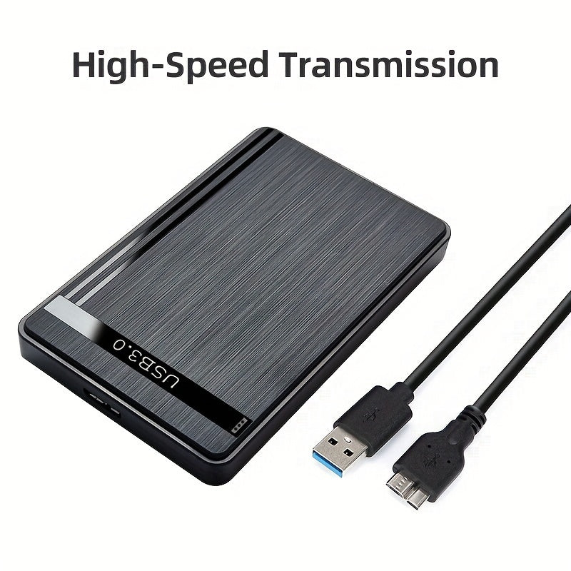 Black casing external hard drive with USB3.0 high-speed 2.5-inch enclosure for HDD/SSD mechanical drives.