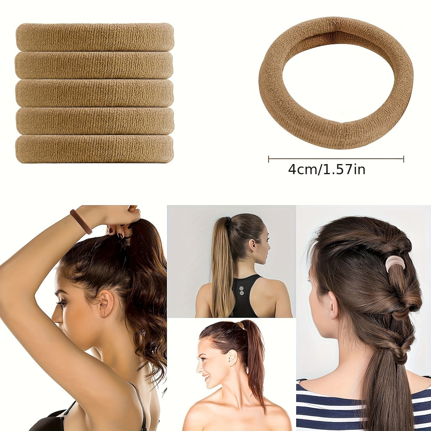 Solid color elastic hair rings in various quantities with anti-slip feature, suitable for daily use and holiday gifts.