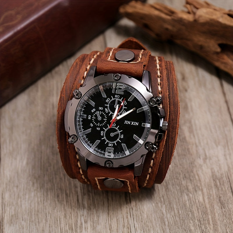 Retro style casual watch for men with a punk vintage design.