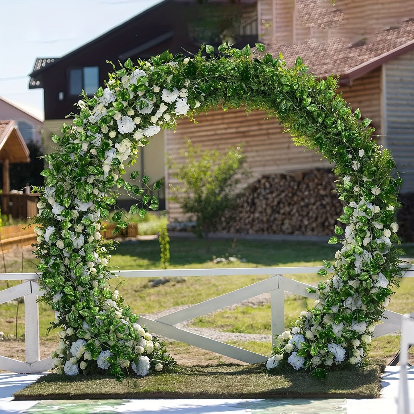 Artificial ivy garland pack for room or wedding decor with hanging vines and green leaves.