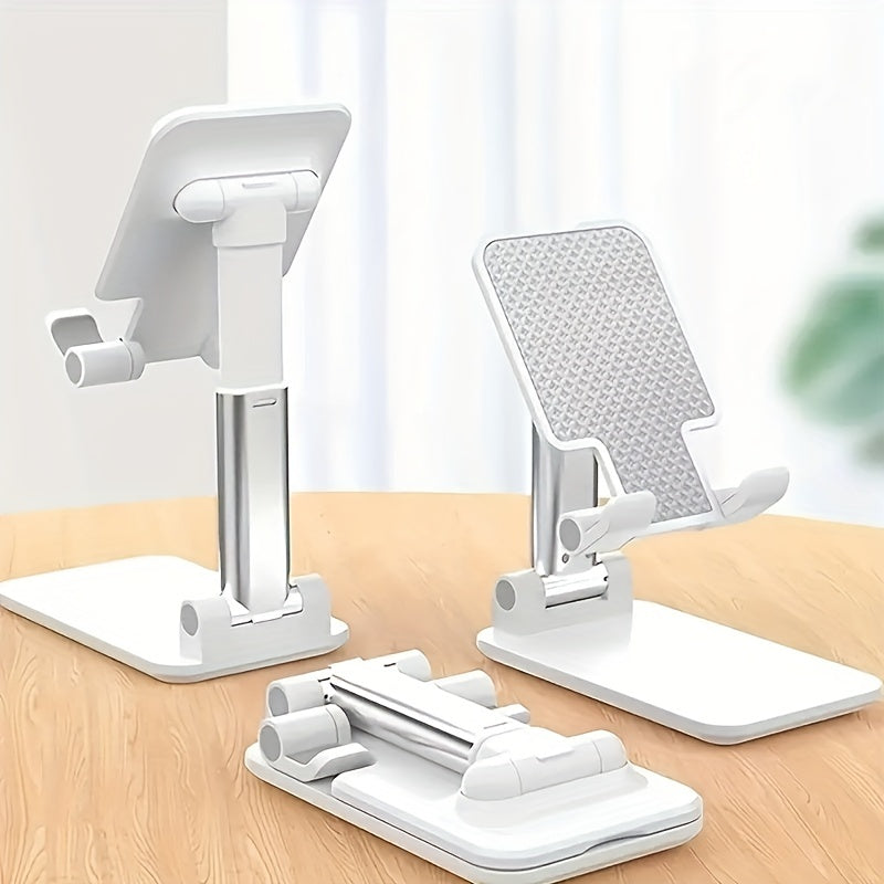 Desk mobile phone holder stand for various devices with adjustable feature.