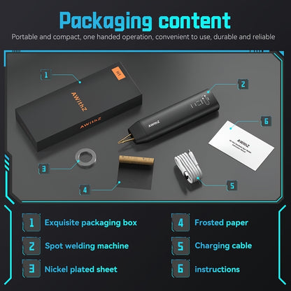 Rechargeable handheld spot welder with 11 adjustable levels, ideal for DIY 18650 batteries and electronic projects. Suitable for both automatic and manual modes, perfect for electronics