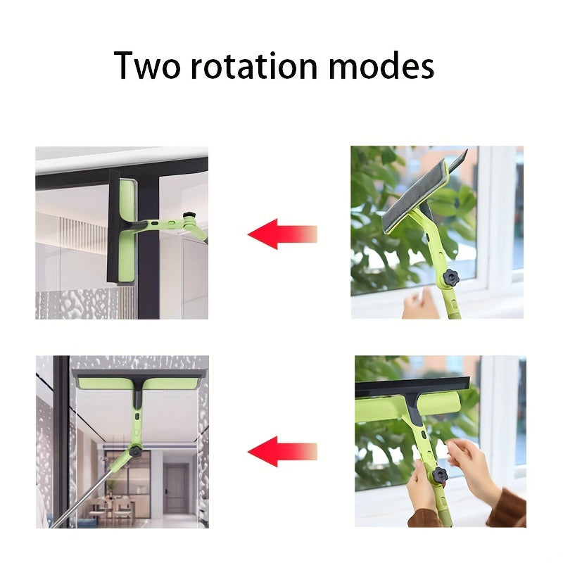 Расширяемый двусторонний стеклоочиститель с поворотным скребком для мытья высоких окон - универсальный инструмент для стекол, стен и полов