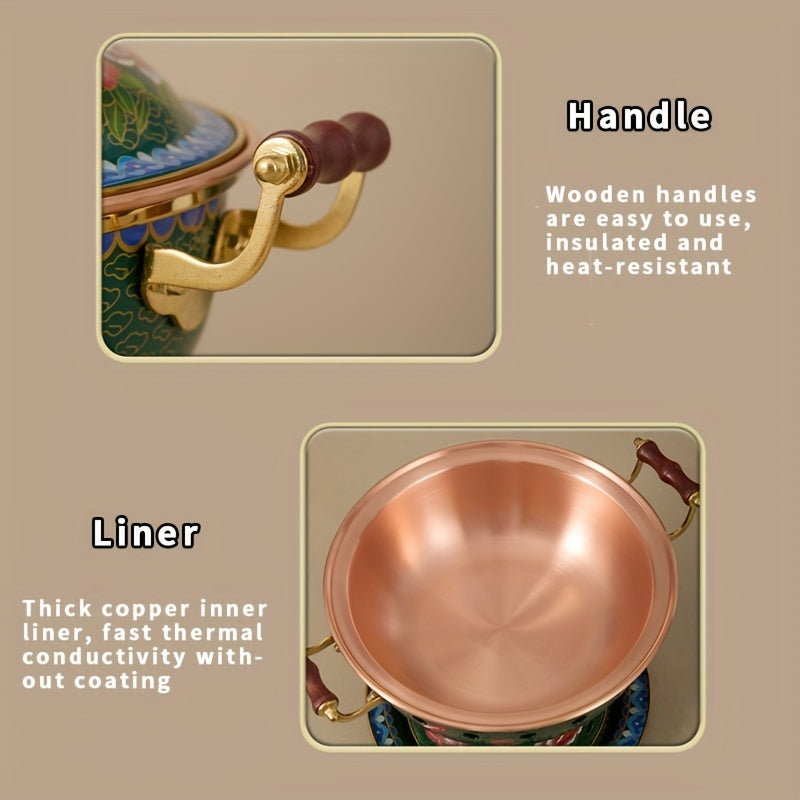 Enamel-Coated Copper Pot: 1 Piece - Safe for Dishwasher Use, Great for Cooking Hot Pot, Ideal for Home Kitchens and Restaurants