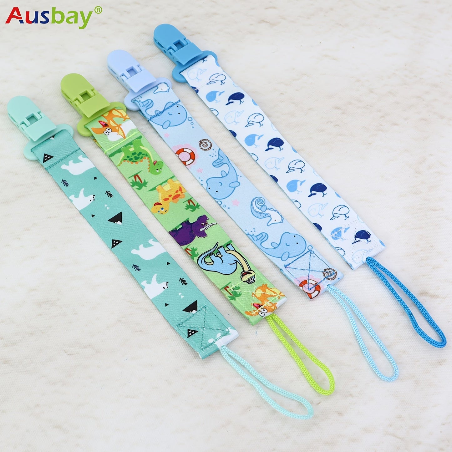 Personalized Pacifier Clip Set with Custom Names for Boys and Girls - Includes 4 Adorable Designs. Handmade and Perfect for Birthdays, Christmas, and Easter Gifts. Personalize Your Baby's Accessories Today!