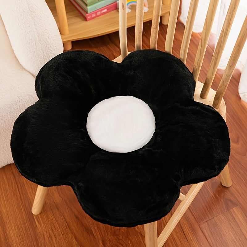 Soft, flower-shaped plush back support cushions made of polyester knit fabric in multiple colors for a cozy home, office, and car, suitable for elderly individuals.