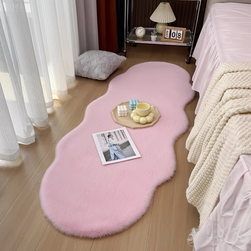 Pamper your space with this gorgeous Faux Rabbit Fur Area Rug, known for its luxurious softness and plush feel. This stain-resistant beauty is perfect for enhancing the decor of your bedroom or living room. Its unique shape adds style to any room, but