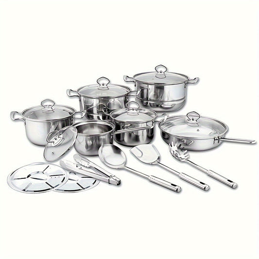 Set of 18 pieces of cookware