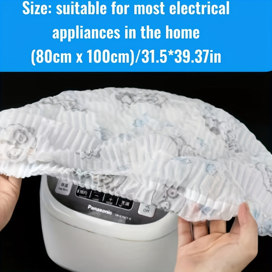 Large, thickened PET non-woven dustproof cover. Provides universal full coverage dust protection for home appliances and fans. Made of durable plastic material, suitable for multipurpose use.