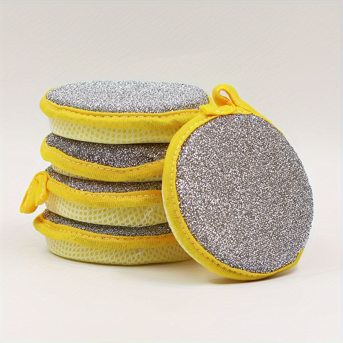 Contemporary Style Polyester Dish Scrubber in a Pack of 1, Non-Stick Oil, High Absorbency, Round Shape, Hand Wash Only, Space Theme Woven Towel for Kitchen Cleaning.