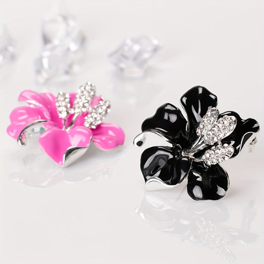 Stylish Flower Brooch Pins Made of High-Quality Alloy, Featuring a Unique Rose Design Adorned with Shimmering Rhinestones, Perfect for adding a touch of Glamour to Bridal and Wedding Attire