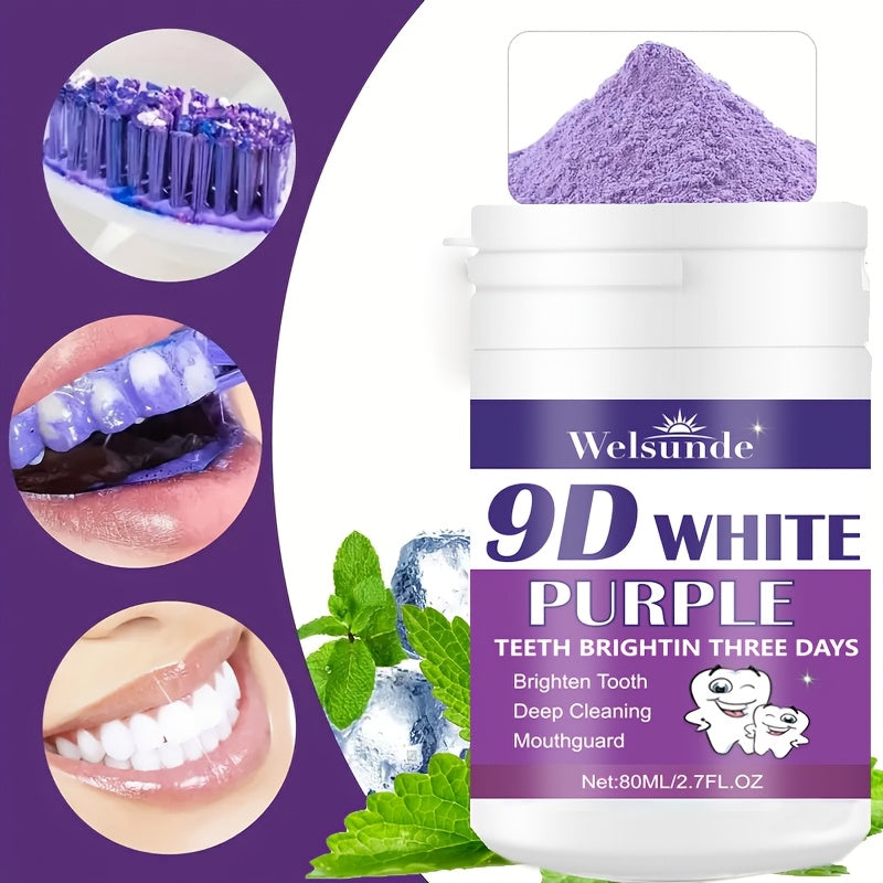 1pc Welsunde 9D White Teeth Whitening Powder: Alcohol-Free, Deep Cleaning, Brightening, 3-Day Whitening Solution.