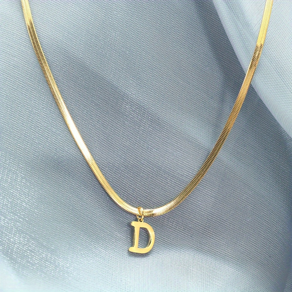 26 alphabet letter pendant chains, 18K golden plated stainless steel necklaces for women, perfect for everyday wear and gifting, featuring a versatile and elegant design.