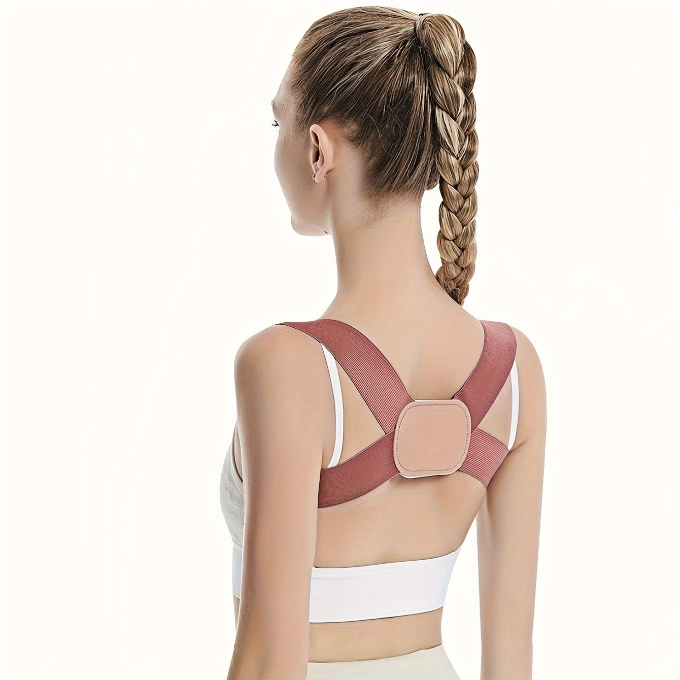 Adult invisible posture improvement support strap with adjustable back posture trainer and shoulder back brace for posture support.