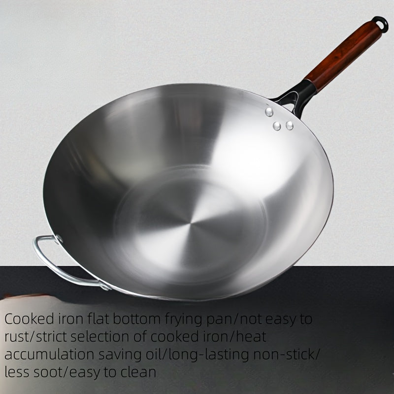 Premium Cast Iron Wok, 32.0cm - Rust-Proof, Uncoated, Non-Stick Cookware Suitable for All Stovetops - Ideal for Home, Restaurant, and Outdoor Cooking