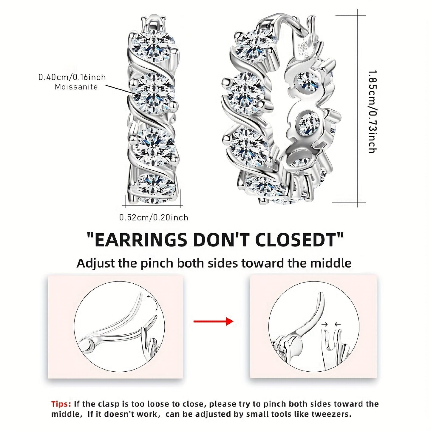 A beautiful pair of Moissanite earrings made with 925 sterling silver. These ladies earrings feature full diamond 4mm round Moissanite stones, with a total of 16 grains on each earring for a total carat weight of 4.8ct. The earrings have a silvery gram