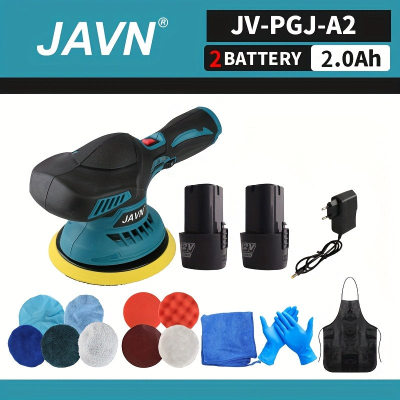 JAVN Cordless Mini Polisher with 5000RPM 6-Gear Car Polishing Machine, 12V Dual-Purpose Battery, 6000mAh Lithium Battery, 110V/220V European Plug.