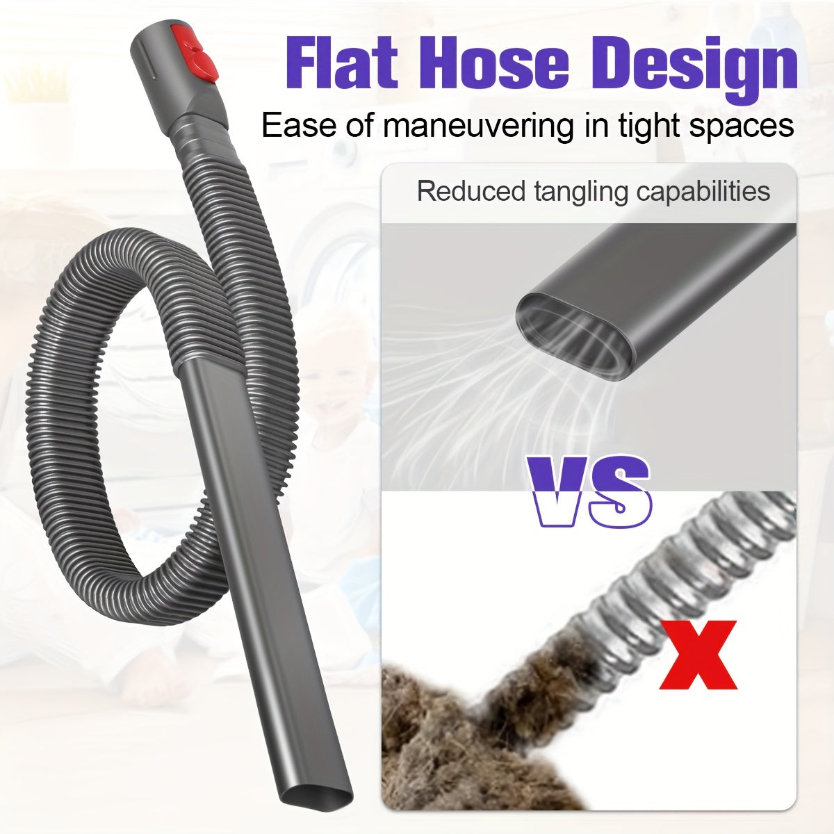 Gray Set of Dryer Vent Cleaner Kit with Vacuum Hose Attachment Compatible with Dyson V15 V12 V11 V10 V8 V7 Vacuum Cleaners. Includes Dryer Lint Brush, Lint Remover, Dryer Cleaner Vent Brush, Vent Trap Cleaner Brush, and Refrigerator Condenser Coil Brush.