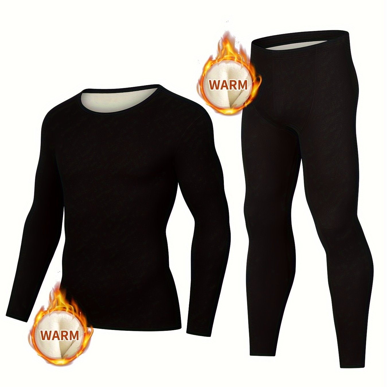 Men's warm underwear set for autumn and winter, with pants and round neck top for adults and teenagers.